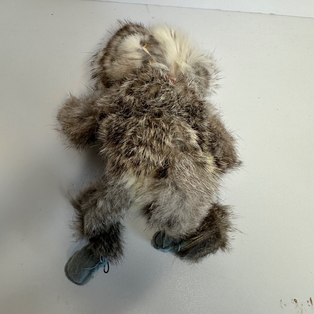Vintage Monkey Plush Toy Small Gray Real Fur Rubber Face MCM Kitsch Collectible - Picture 7 of 8